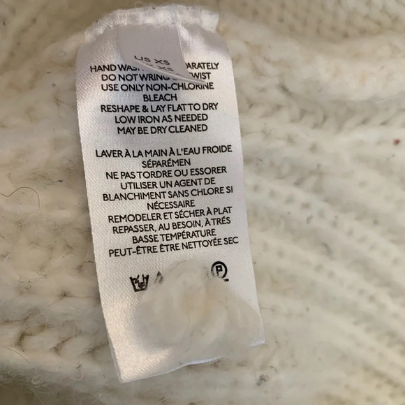 Anthropologie Ramona Chunky Cable Knit V-Neck Sweater  Ivory Alpaca xs - Picture 3 of 11